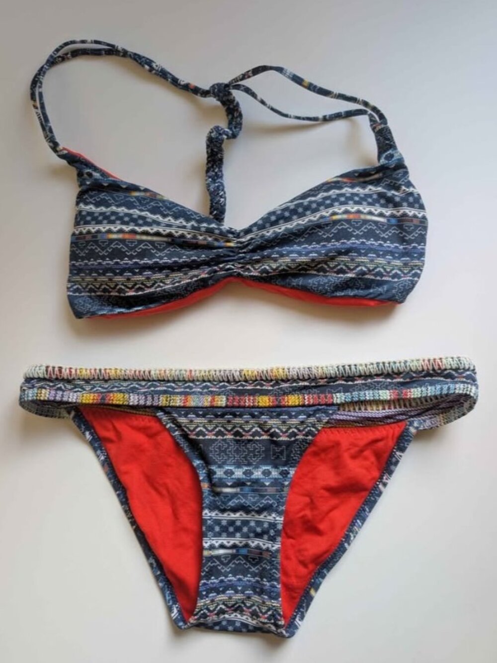 Everyday Sunday Reversible Boho Bikini Set - Blue/Red - Polyamide - No Size